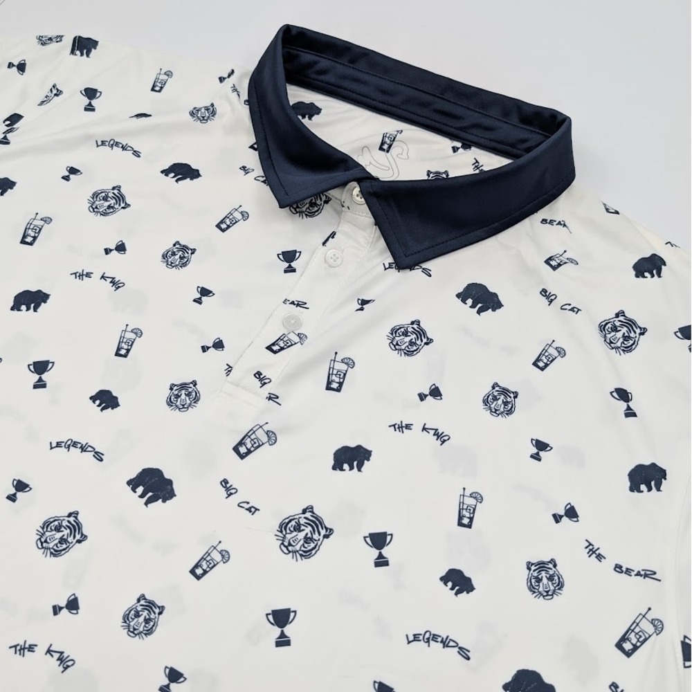 Swannies‎ Legends Golf Polo Mens 3XL White Blue Performance All Over Print